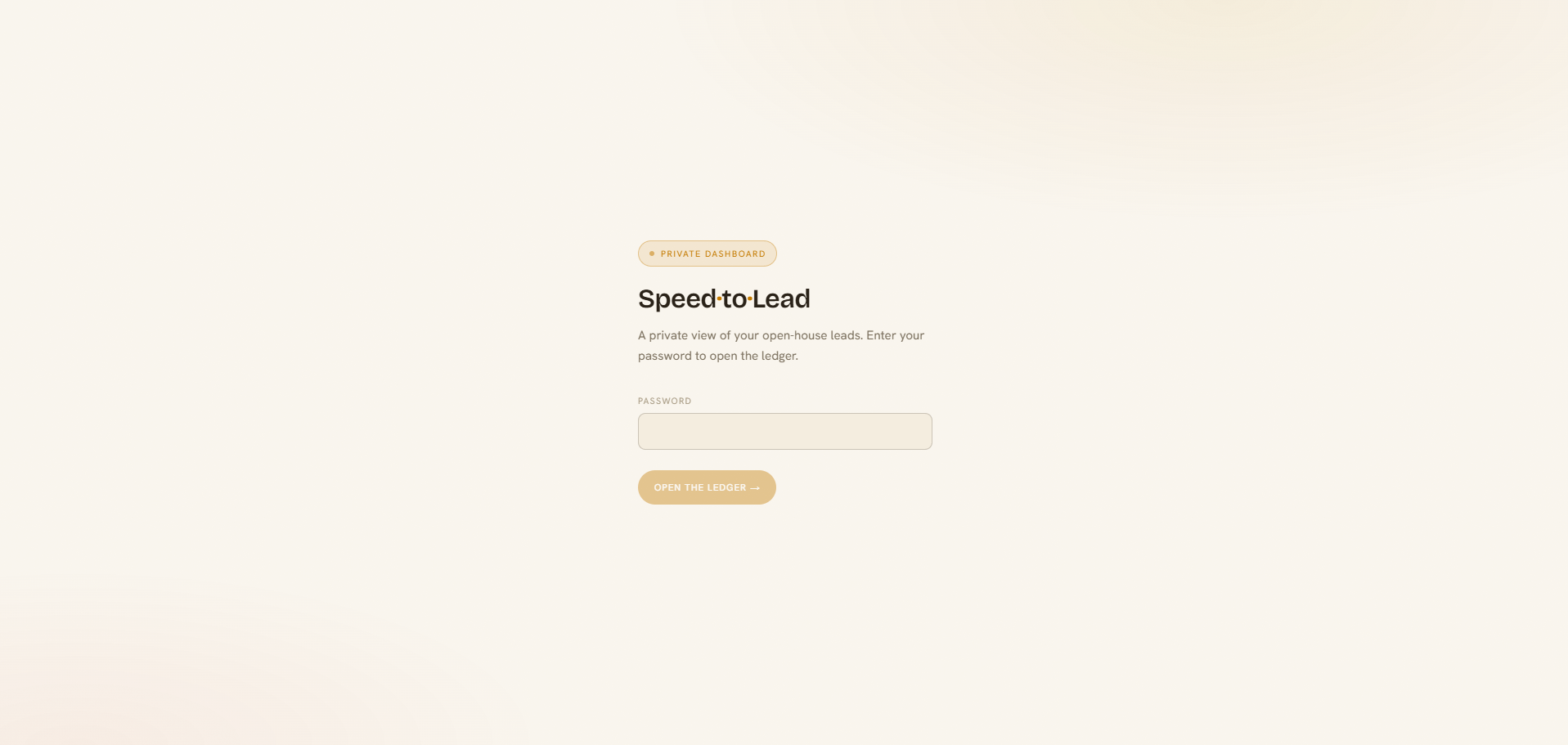 Single-password login screen for the agent dashboard