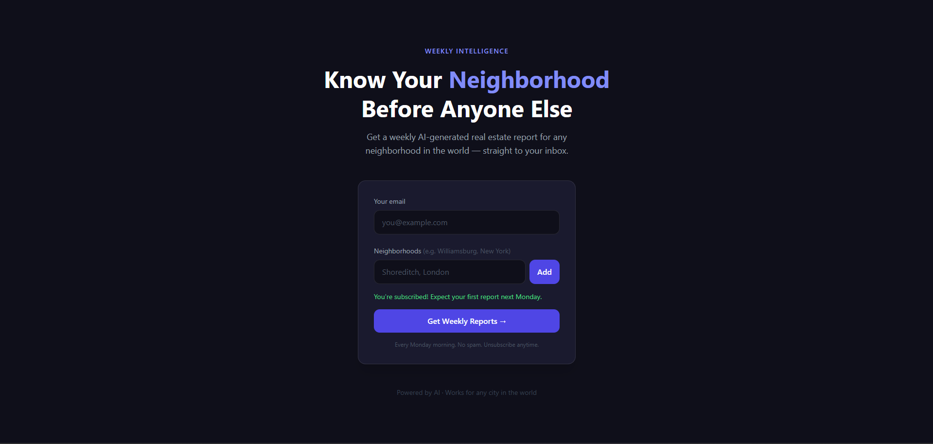 Confirmation: you're subscribed