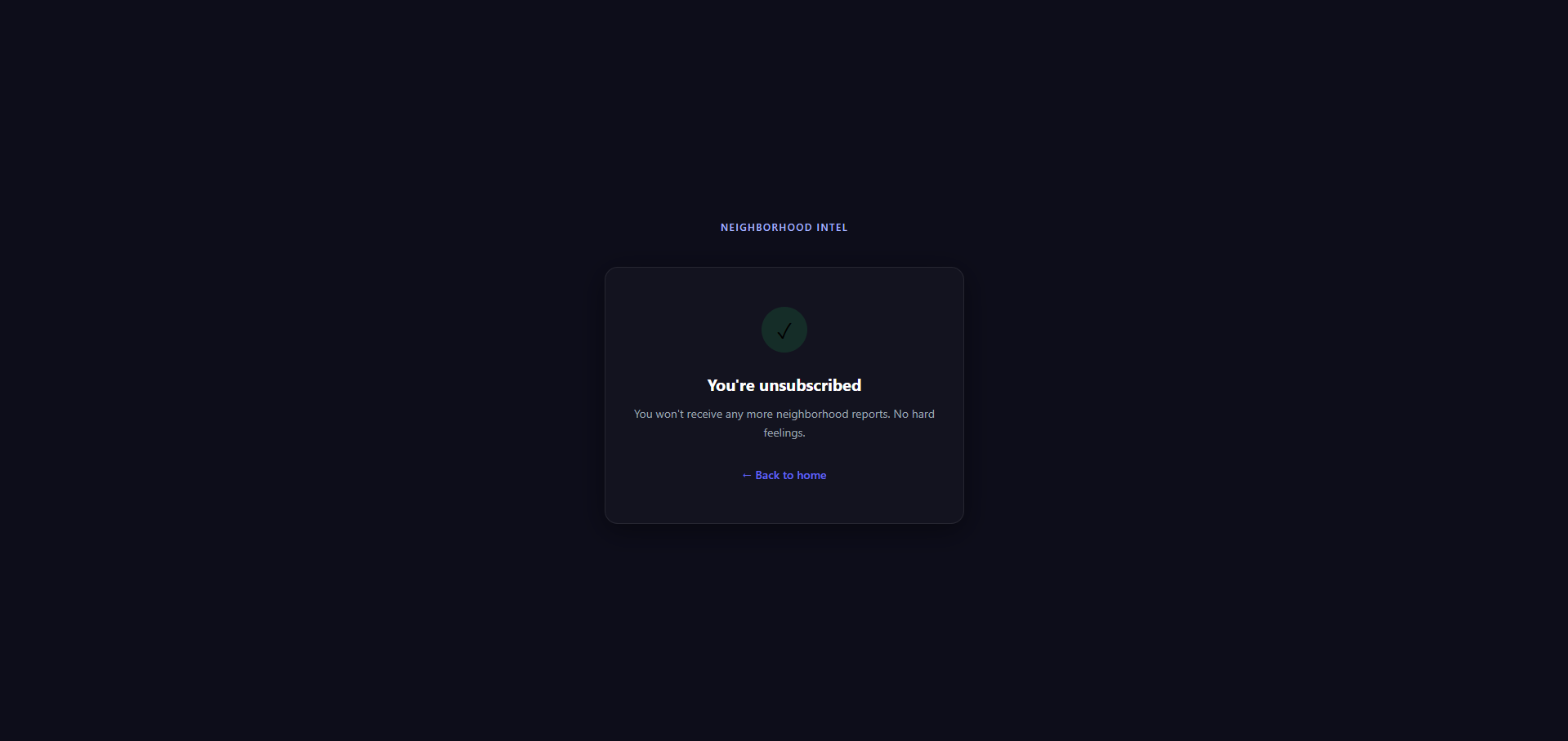 Confirmation: you're unsubscribed
